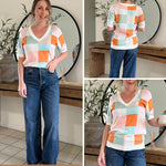 Zeagoo Short Sleeve Sweaters Soft Casual V Neck Pullover Tops