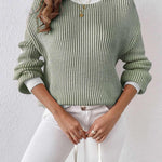 Zeagoo Sweater Casual Long Sleeve Color Block Loose Pullover