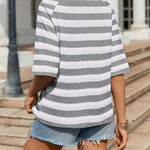 Zeagoo Oversized Loose Fit Short Sleeve Striped Tops