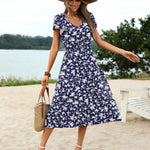 Zeagoo Women's Casual Dress Flutter Button Down Tiered Flowy Dress