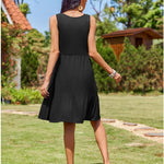 Zeagoo Summer Dress Knee-Length Round Neck Floral Dress (DE Only)