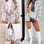 Zeagoo Women Flannel Shacket Jacket Plaid Button Down Shirt