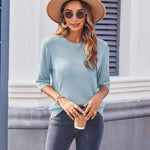 Zeagoo Loose Short Sleeve Tunic Tops Crochet Knit Pullover Sweater