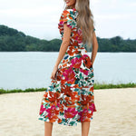 Zeagoo Women's Casual Dress Flutter Button Down Tiered Flowy Dress