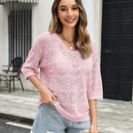 Zeagoo Women's Crochet Off The Shoulder Hollow Out Knit Tops