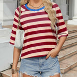 Zeagoo Oversized Loose Fit Short Sleeve Striped Tops