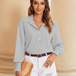 Zeagoo Women's Button Down Shirts Loose Fit Striped Printed Lantern Blouses