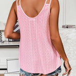 Zeagoo Flowy Strap Eyelet Embroidery Sleeveless Casual Tank Top