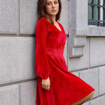 Zeagoo Women's Elegant Velvet Dress Winter Dress (DE Only)