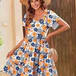 Zeagoo Summer Tiered Mini Dress with Pockets Ruffle Sleeve Dress