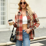 Zeagoo Women Flannel Shacket Jacket Plaid Button Down Shirt