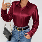 Zeagoo Satin Blouses Casual Long Sleeve Button Down Silk Shirts