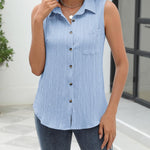 Zeagoo Sleeveless Button Down Shirts V Neck Solid Tank Tops