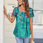 Zeagoo Women Tunic Tops Dressy Casual Short Sleeve Floral Shirts