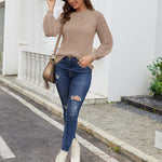 Zeagoo Elegant Blouse Long Sleeve Crew Neck T Shirt (DE Only)