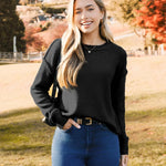 Zeagoo Women's Crew Neck Cropped Sweater Long Sleeve Knit Tops