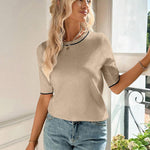 Zeagoo Short Sleeve Sweater Crew Neck Dressy Casual Soft Knit Tops