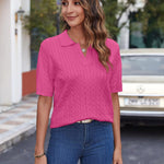 Zeagoo Women Short Sleeve Sweater Pullover Polo Tops