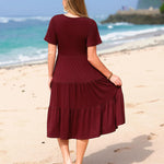Zeagoo Midi Floral Flutter Short Sleeve Casual Dresses with Pockets