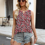 Zeagoo Loose Button Down V Neck Flowy Summer Tops