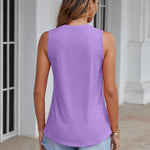 Zeagoo Tank Tops Pleated V Neck Floral Solid Loose Fit Tops
