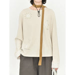 Women's Japanese Loose Graphic Striped Patchwork Crewneck T-shirt