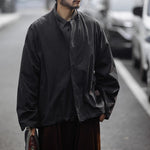Retro Japanese Style Stand-up Collar Zip-up Jacket