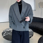 Lapel Button-down Knitted Sweater Coat