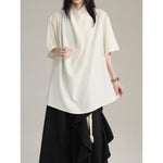 Stand-up Collar Button Placket Unisex Short-sleeved Shirt