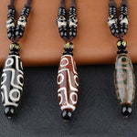 Buddha Stones Nine-Eye Dzi Bead Wealth Protection Necklace