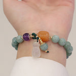 Buddha Stones Cyan Jade Lotus Pumpkin Wish Peace Buckle Amethyst Crystal Healing Bracelet