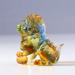 Buddha Stones Handmade Liuli Crystal Lion Art Piece Strength Home Office Decoration