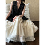 Women's Ruffle Trim Petal Collar Sleeveless Blouse