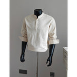 Solid Color Casual Loose Stand Collar Shirt