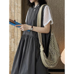 Women's Japanese Loose Crew Neck Sleeveless Balloon Dress