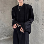 Textured Padded Shoulder Loose T-shirt