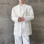 Tassels Floral Padded-shoulder White Blazer