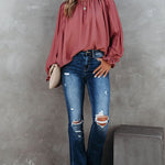 Zeagoo Ruffle Long Sleeve T-Shirt Crewneck Top for Women Cute Summer Casual 2026 | Under $40