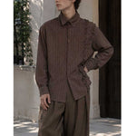 French Retro Striped Ruffled Collar Shirt