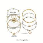 Coastal Gold & Pearl Bracelet Set of 6