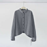 Curved Hem Checkered Textured Shirt