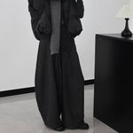 Striped Gray Loose High-waisted Thick Fleece Lining Pants