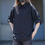 Button-down Loose Casual Black Shirt