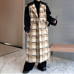 Winter Retro Plaid Patchwork Woolen Coat