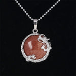 Buddha Stones Chinese Dragon Natural Quartz Crystal Healing Energy Necklace Pendant