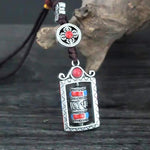 Buddha Stones Six True Words Prayer Wheel Rotation Knot Blessing Keychain Decoration
