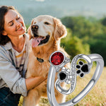 Black Paw Print Adjustable Ring With Red Gemstone
