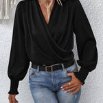 Zeagoo Elegant V-neck Lantern Sleeve Blouse Temperament Solid Color Shirt for Women Casual Work Office Loose Fit 2026 | Under $40
