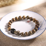 Buddha Stones Tibetan Green Sandalwood Crystal Soothing Peace Bracelet