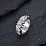 Buddha Stones Six True Words Balance Calm Titanium Steel Ring (Extra 30% Off | USE CODE: FS30)
